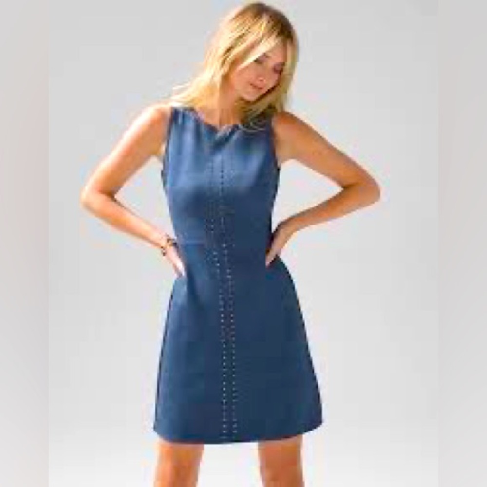 White House Black Studded Vegan Suede Sheath Dress!!